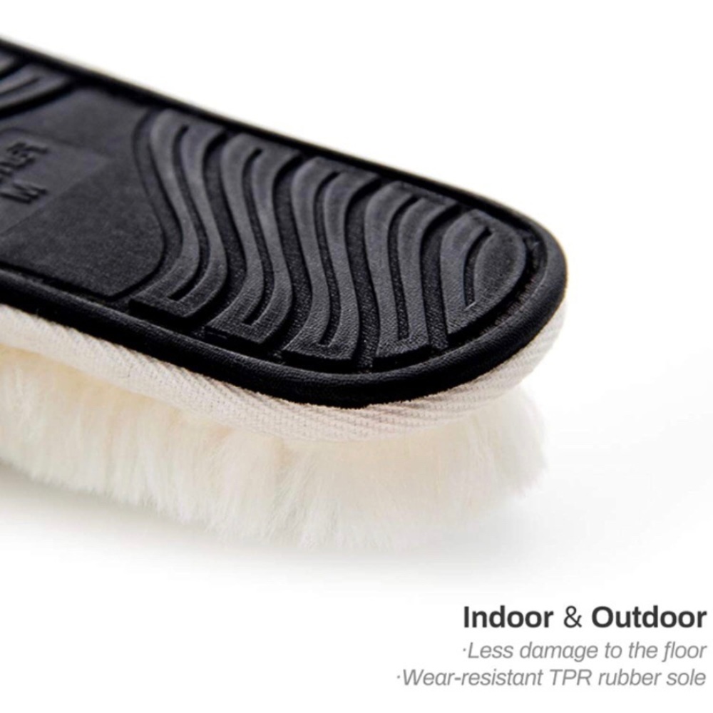 FamiPort White Cross Band Fluffy House Slippers S - Picture 7 of 12